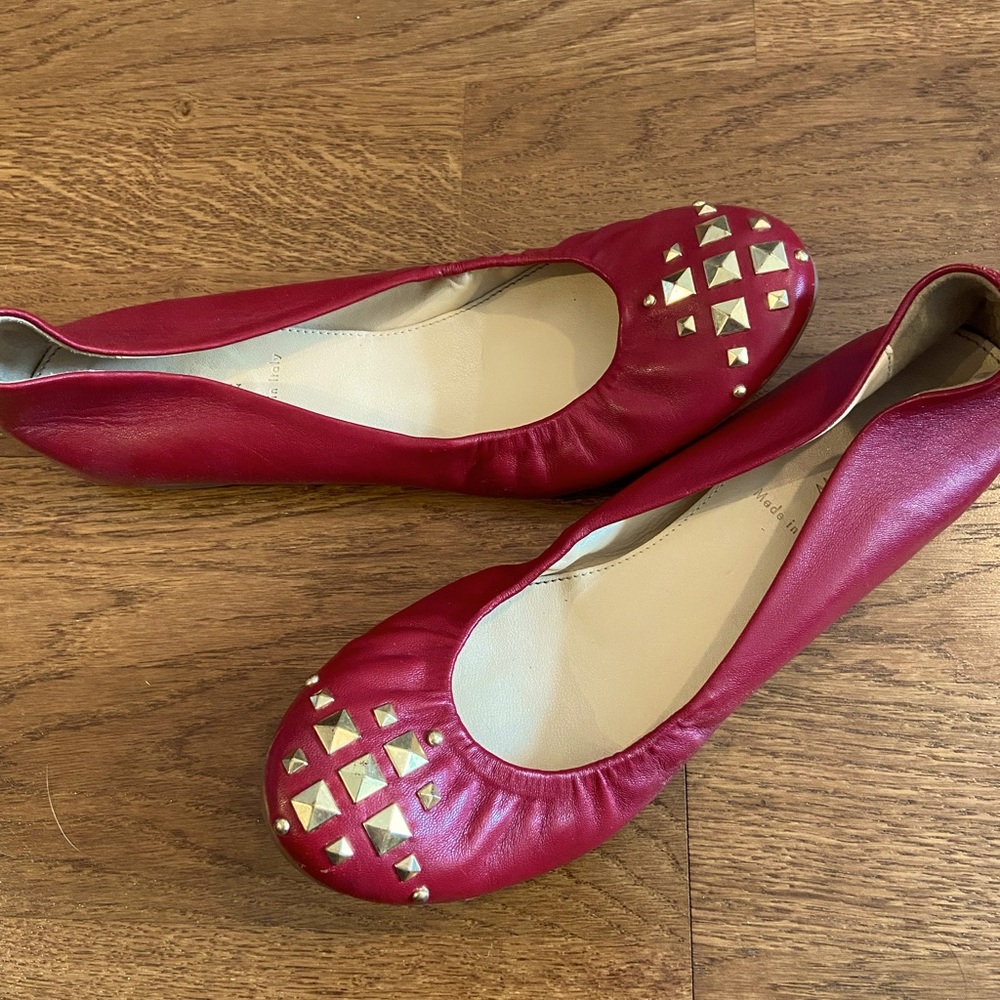 J.CREW Leather Flats Size 6.5  Red